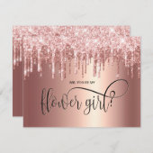 Rose Gold Tropfen werden Sie meine Blume Mädchen? Einladung (Vorne/Hinten)