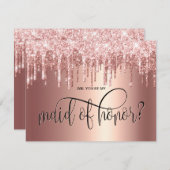 Rose Gold Tropfen werden Sie meine Trauzeugin? Einladung (Vorne/Hinten)