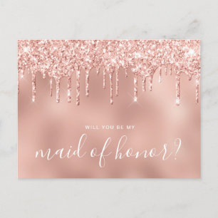Rose Gold Tropfen werden Sie meine Trauzeugin Einladungspostkarte
