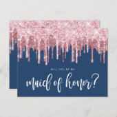 Rose Gold Tropfen werden Sie meine Trauzeugin Einladungspostkarte (Vorne/Hinten)