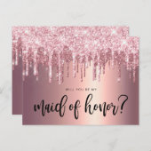 Rose Gold Tropfen werden Sie meine Trauzeugin Einladungspostkarte (Vorne/Hinten)