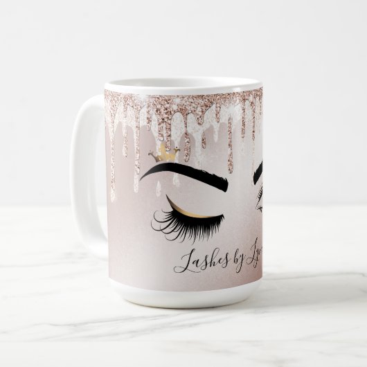 Rose Gold Tropfen wink Augen lange Leinen Kaffeetasse (Vorderseite Links)