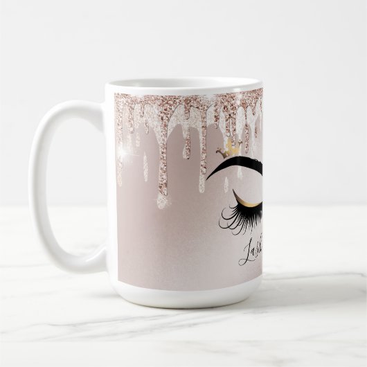 Rose Gold Tropfen wink Augen lange Leinen Kaffeetasse (Links)