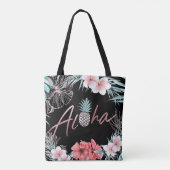 Rose Gold Tropical Aloha Ananas Chic Tasche (Rückseite)