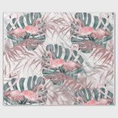 Rose Gold Tropical Flamingos Blätter & Marble Part Geschenkpapier (Flach)
