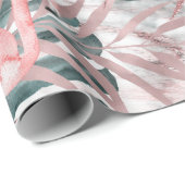 Rose Gold Tropical Flamingos Blätter & Marble Part Geschenkpapier (Rolleneckpunkt)