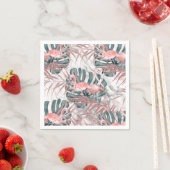 Rose Gold Tropical Flamingos Blätter & Marble Part Serviette (Beispiel)