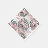 Rose Gold Tropical Flamingos Blätter & Marble Part Serviette (Ecke)