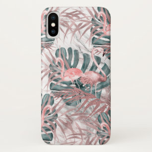 Rose Gold Tropical Flamingos Blätter & Marmor Case-Mate iPhone Hülle