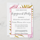 Rose Gold Tropical Floral Engagement Party Einladung (Vorderseite)