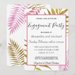 Rose Gold Tropical Floral Engagement Party Einladung
