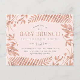 Rose Gold Tropical Greenerity Baby Brunch Einladungspostkarte