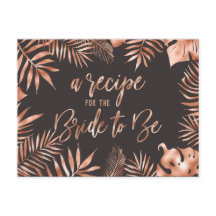 Rose Gold Tropical Leaf Brautparty Rezept Card