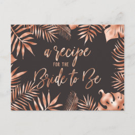 Rose Gold Tropical Leaf Brautparty Rezept Card Postkarte