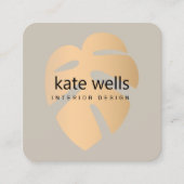 Rose Gold Tropical Leaf Design Quadratische Visitenkarte (Vorderseite)