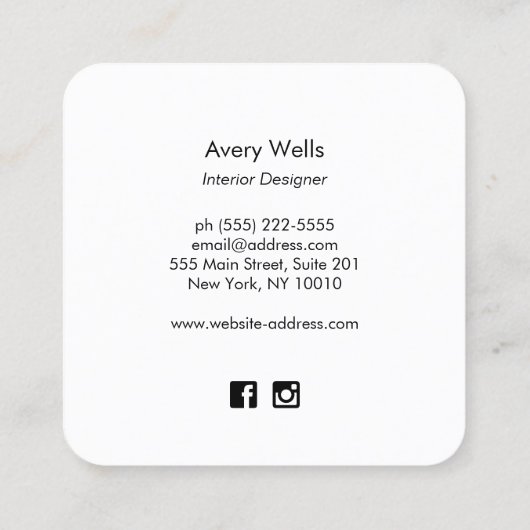 Rose Gold Tropical Leaf Design Quadratische Visitenkarte (Rückseite)