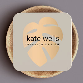 Rose Gold Tropical Leaf Design Quadratische Visitenkarte