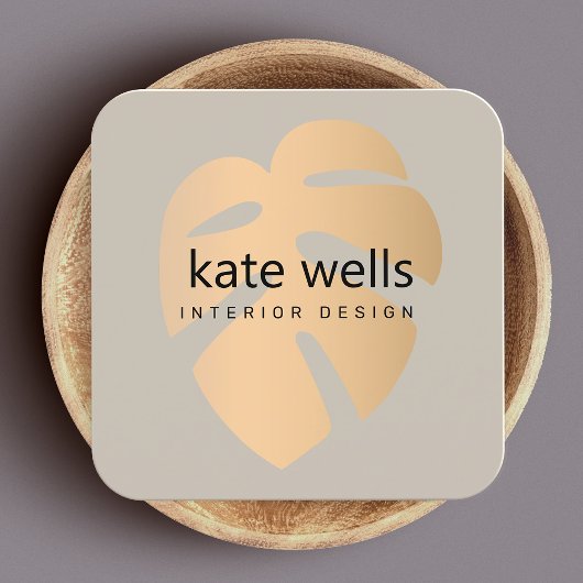 Rose Gold Tropical Leaf Design Quadratische Visitenkarte