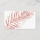 Rose Gold Tropical Leaf Elegant Wedding Website Begleitkarte (Rückseite)