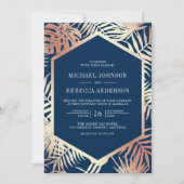 Rose Gold Tropical Palm All in One Wedding Einladung (Vorderseite)