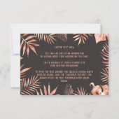 Rose Gold Tropical Palm Blätter Hochzeitsplan Einladung (Rückseite)