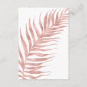 Rose Gold Tropical Palm Leaf White Wedding Details Begleitkarte (Rückseite)