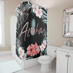 Rose Gold Tropische Ananas Aloha Chic Duschvorhang