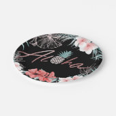 Rose Gold Tropische Ananas Aloha Luau Pappteller (Schrägansicht)