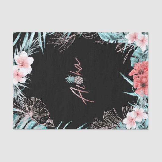 Rose Gold Tropische Ananas Aloha Luau Seidenpapier (Vorderseite)