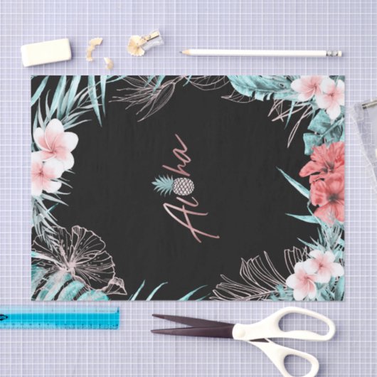 Rose Gold Tropische Ananas Aloha Luau Seidenpapier (Handwerk)
