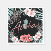Rose Gold Tropische Ananas Aloha Luau Serviette (Vorderseite)