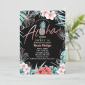 Rose Gold Tropische Ananas Aloha Luau Sweet 16 Einladung (Stehend Vorderseite)