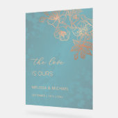 Rose Gold Türkis Transparente Hochzeit Acrylschild (Winkel)