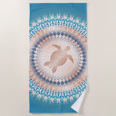 Rose Gold Türkisschildkröte Mandala Küste Strandtuch (Vorderseite)