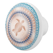 Rose Gold Turquoise Turtle Mandala Nautical Keramikknauf (Rechts)