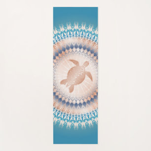 Rose Gold Turquoise Turtle Mandala Yogamatte