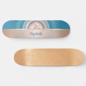 Rose Gold Turtle Mandala Name Türkis Skateboard (Horizontal)