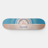 Rose Gold Turtle Mandala Name Türkis Skateboard (Horizontal)
