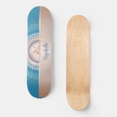 Rose Gold Turtle Mandala Name Türkis Skateboard (Vorderseite)