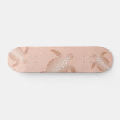 Rose Gold Turtle On Rose Gold Glitter Background Skateboard (Horizontal)