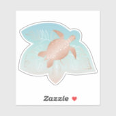 Rose Gold Turtle Tropical Blätter Aufkleber (Blatt)