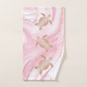 Rose Gold Turtles Tinte Marmorküste Badhandtuch Set (Handtuch)