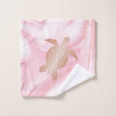 Rose Gold Turtles Tinte Marmorküste Badhandtuch Set (Waschlappen)