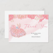 Rose gold tutu ballerina pink floral vielen Dank Begleitkarte (Vorne/Hinten)