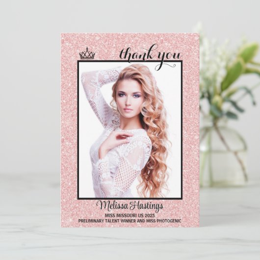 Rose Gold Tuxedo Seite Vielen Dank Dankeskarte (Stehend Vorderseite)