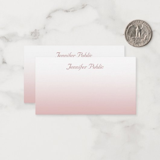 Rose Gold Typisierter Skriptname Elegante Vorlage (Vorderseite/Rückseite Beispiel)