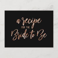 Rose Gold Typografie Brautparty Rezept Karte