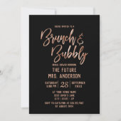 Rose Gold Typografie Brunch & Bubbly Brautparty Einladung (Vorderseite)