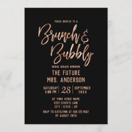 Rose Gold Typografie Brunch & Bubbly Brautparty Einladung