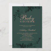 Rose Gold Typografie Floral green Babydusche Einladung (Vorderseite)